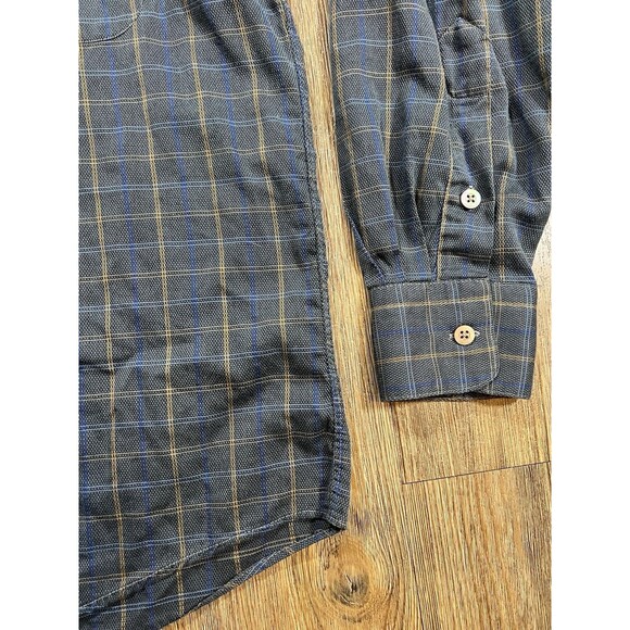 Gitman Bros Shirt Mens Medium Blue Check Button Up Casual Business Office - Picture 3 of 8